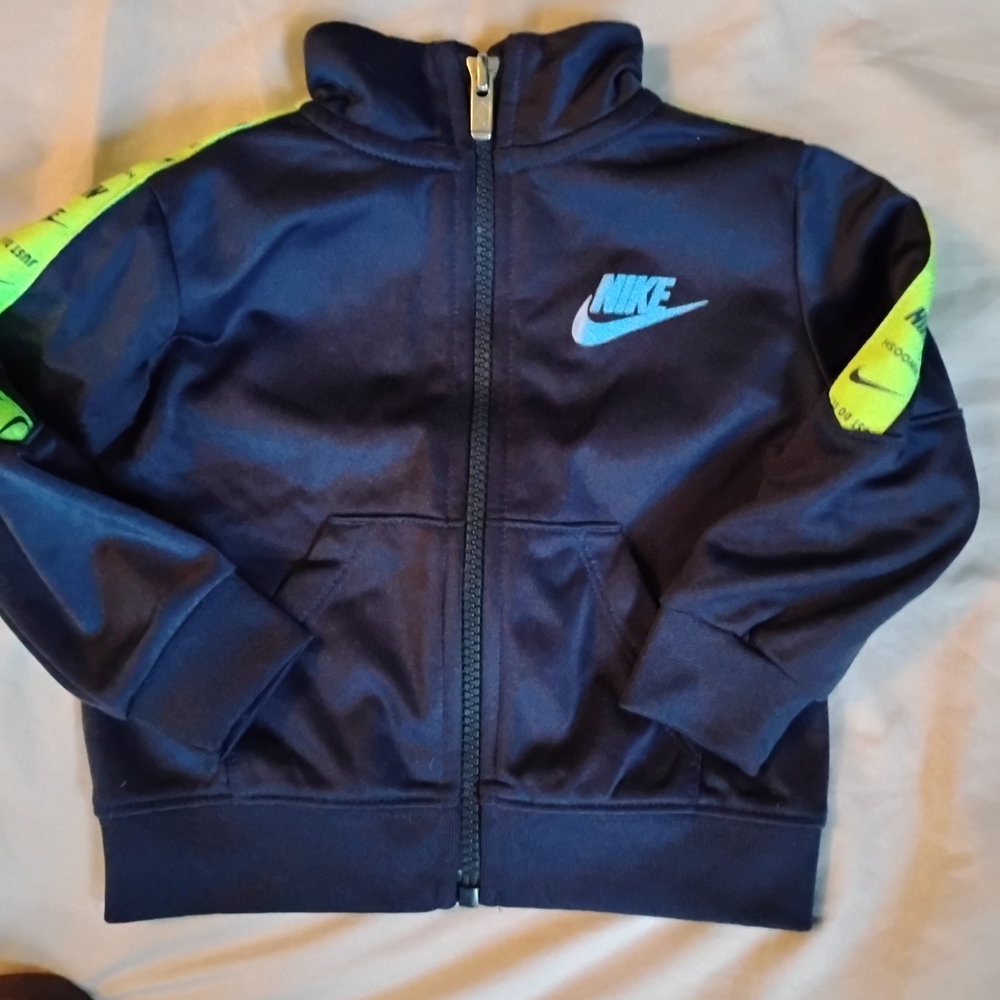 Nike Dark Blue Hoodie with Bright Green Details